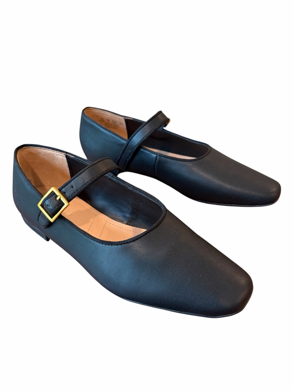 Franco Sarto Valerina Black Mary Jane Flats Buckle Almond Toe Box Size 6.5
